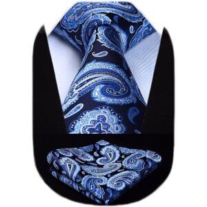 Ties for Men Paisley Floral Tie Handkerchief Classic Woven Business Formal Tie